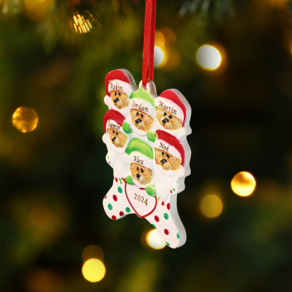 Décoration Sapin Noël en Résine 6 Prénoms Personnalisé avec Années Ornement Ours pour Famille | Jessemade