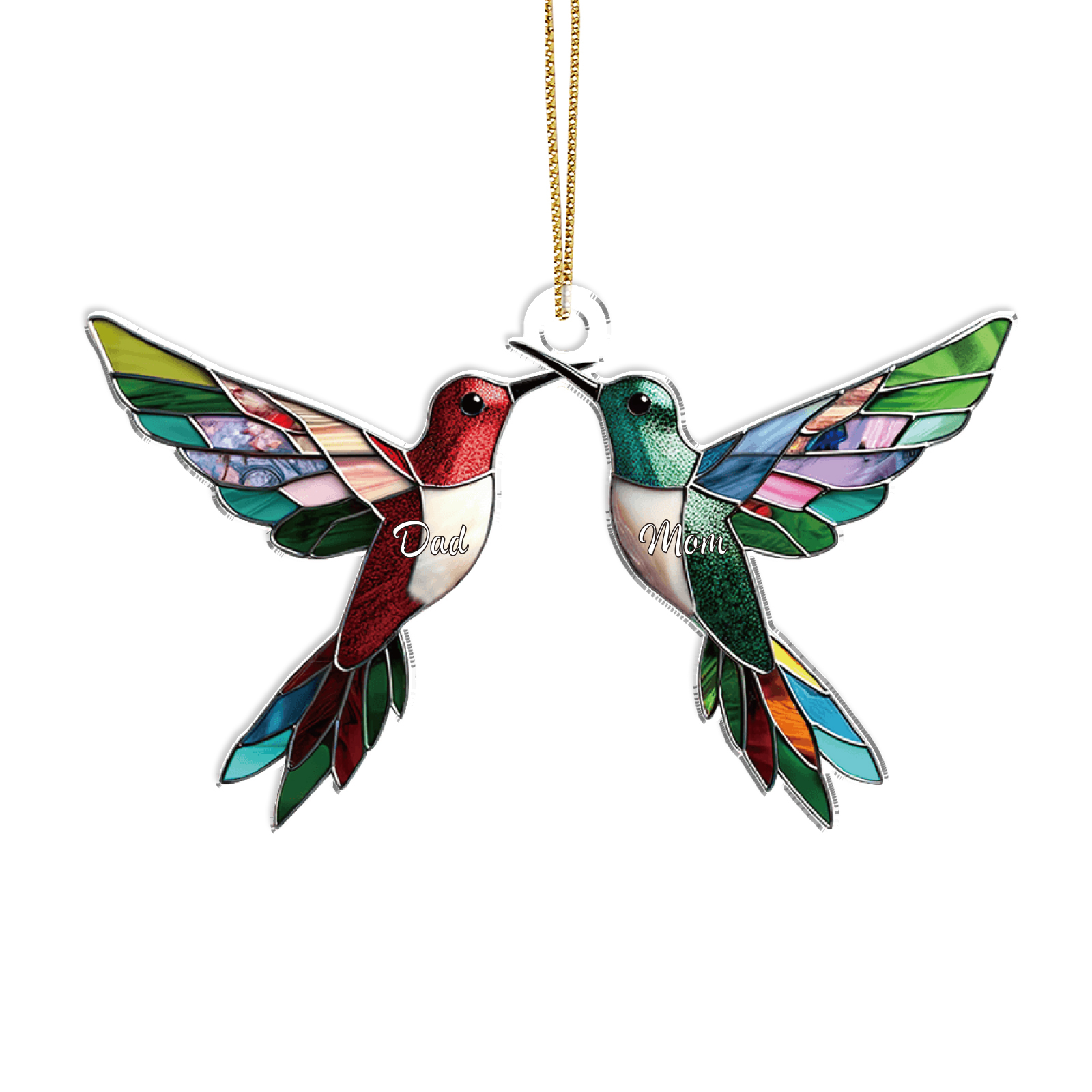 Décoration Sapin Noël en Acrylique Colibris 2-6 Prénoms Personnalisés Cadeau pour famille | Jessemade