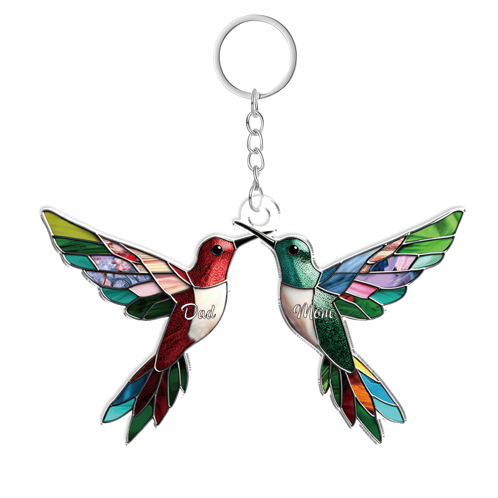 Décoration Sapin Noël en Acrylique Colibris 2-6 Prénoms Personnalisés Cadeau pour famille | Jessemade