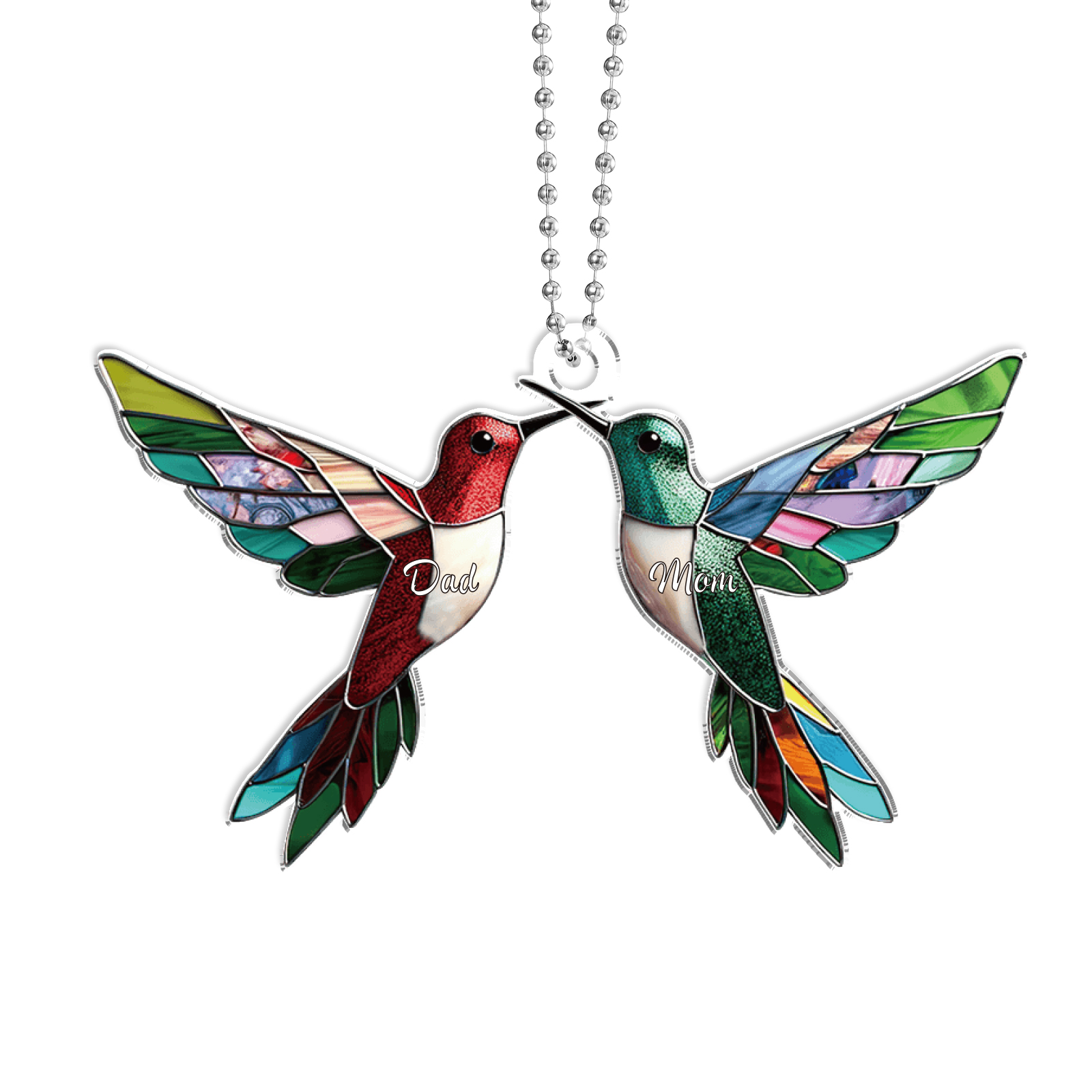 Décoration Sapin Noël en Acrylique Colibris 2-6 Prénoms Personnalisés Cadeau pour famille | Jessemade