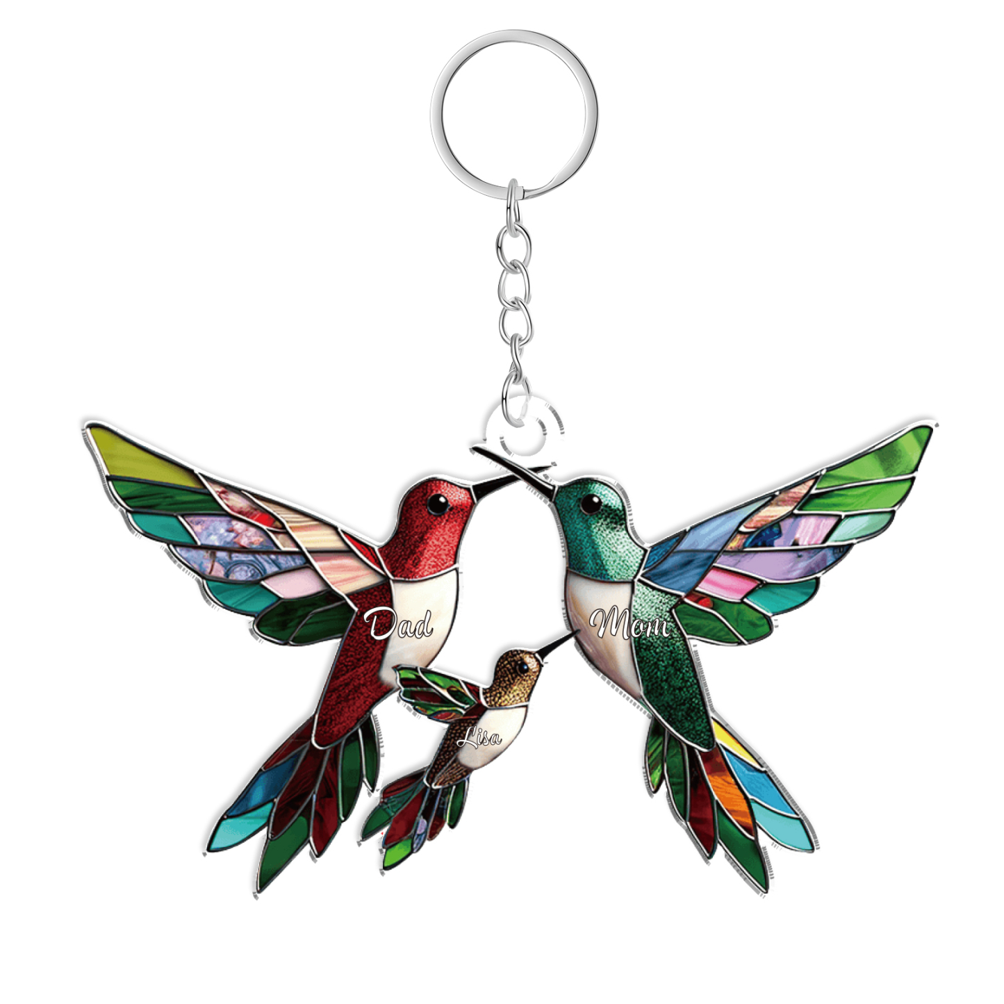 Décoration Sapin Noël en Acrylique Colibris 3 Prénoms Personnalisés Cadeau pour famille | Jessemade