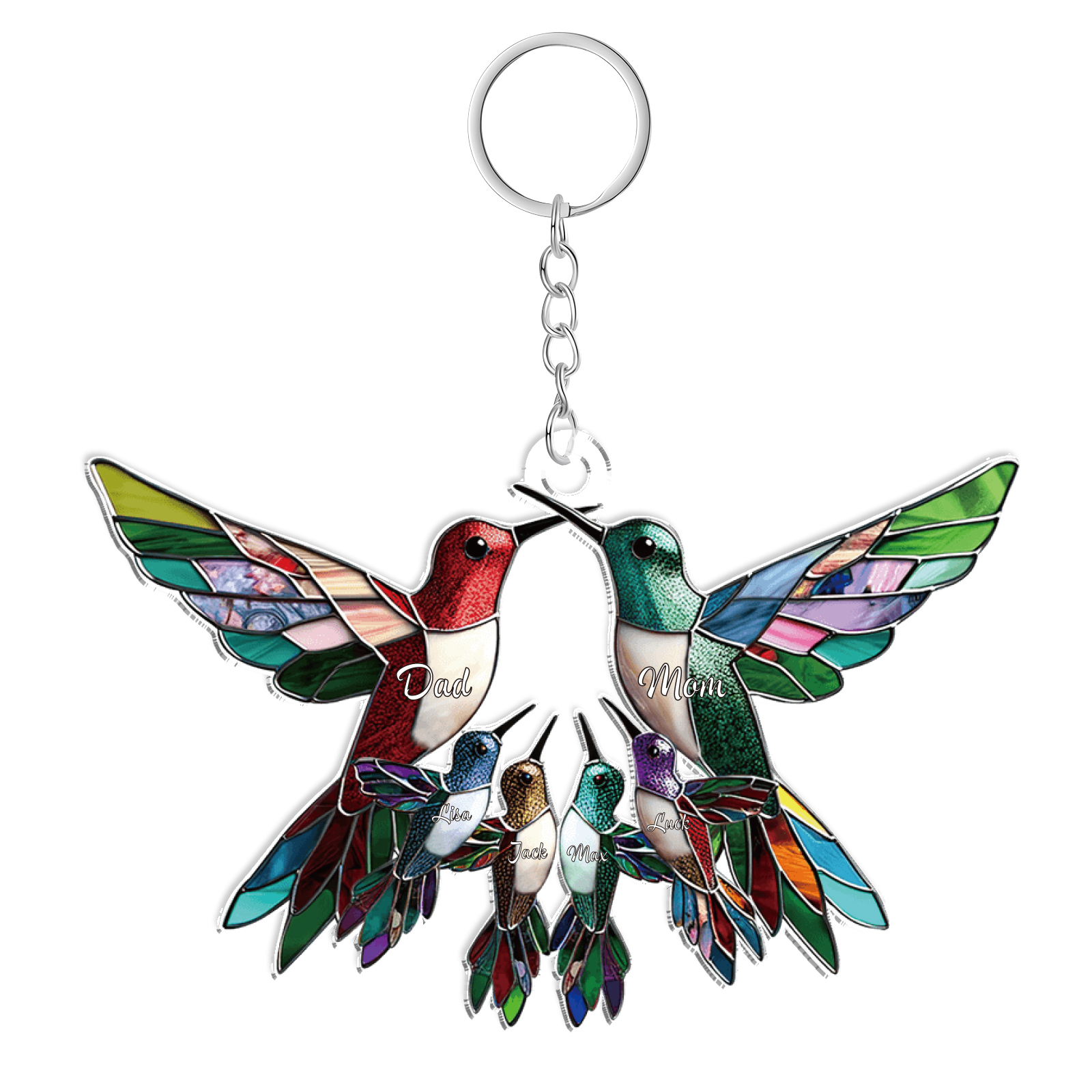 Décoration Sapin Noël en Acrylique Colibris 6 Prénoms Personnalisés Cadeau pour famille | Jessemade