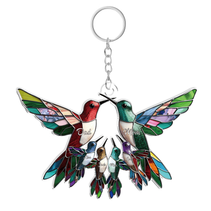 Décoration Sapin Noël en Acrylique Colibris 6 Prénoms Personnalisés Cadeau pour famille | Jessemade