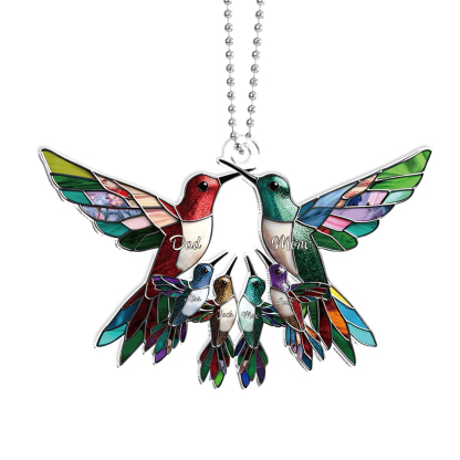 Décoration Sapin Noël en Acrylique Colibris 6 Prénoms Personnalisés Cadeau pour famille | Jessemade