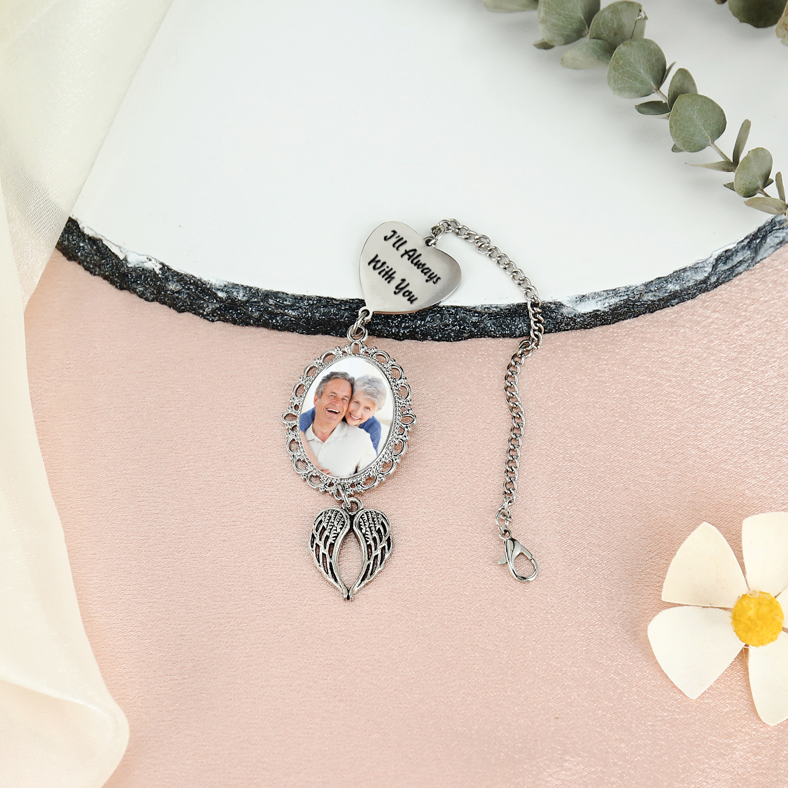 Décoration cœur et aile 1 Photo et Texte Personnalisés Cadeau Pour mamie ou papi | Jessemade