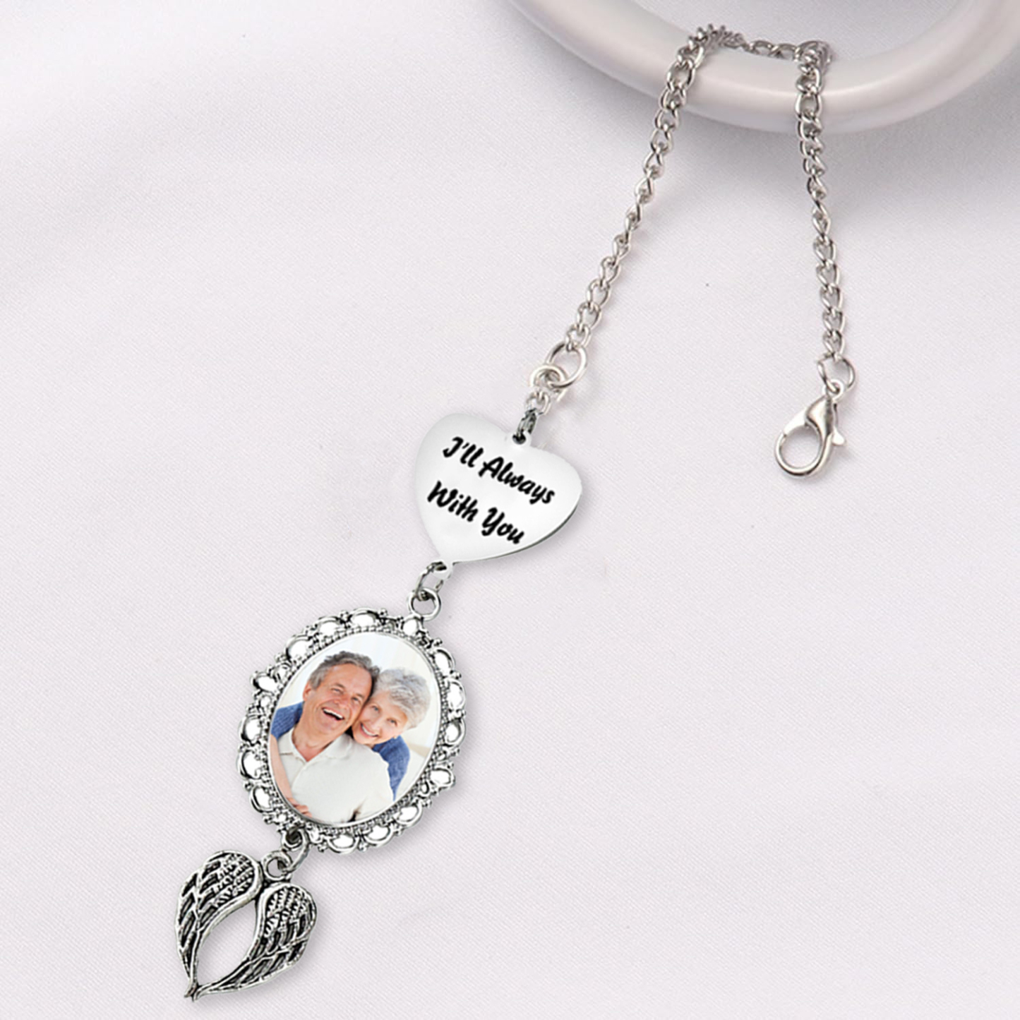 Décoration cœur et aile 1 Photo et Texte Personnalisés Cadeau Pour mamie ou papi | Jessemade