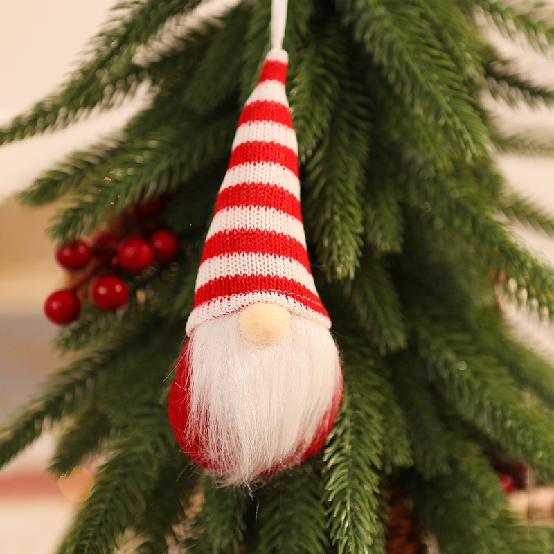 Décoration Sapin de Noël Suspendue Lutin en Tissu Rouge Ornement pour