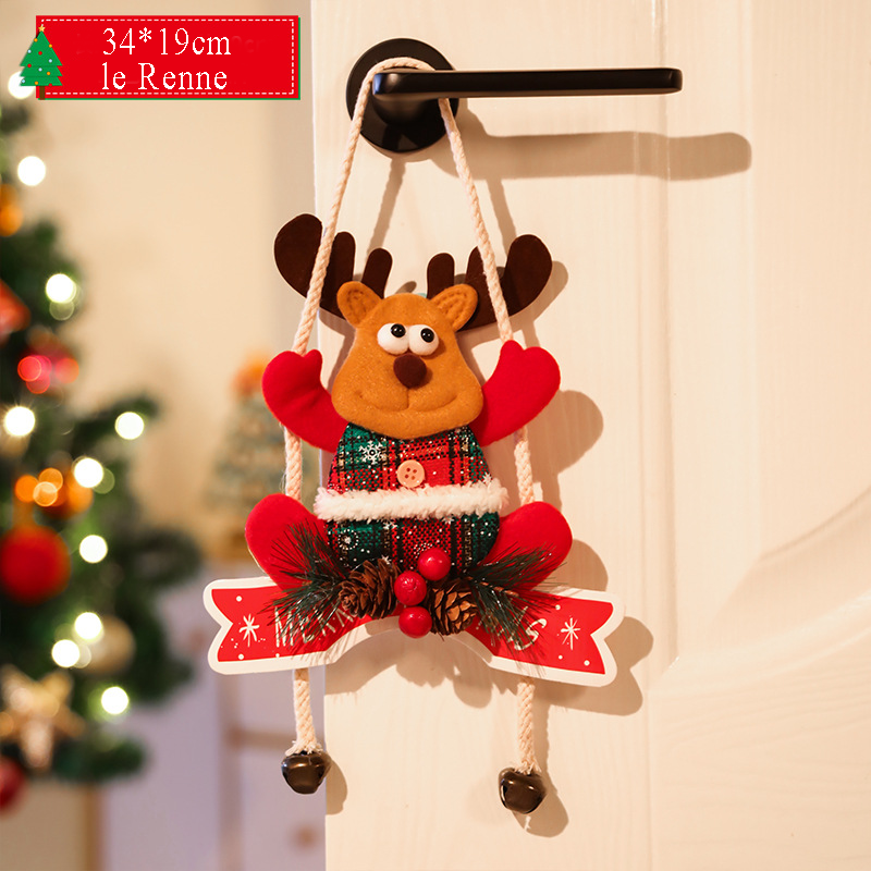 Décoration Suspendue de Porte Père Noël/Renne avec Cloches Cadeau de Noël | Jessemade