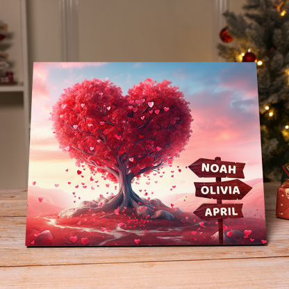 Décoration en bois Arbre en Coeur 3 Prénoms Cadre Personnalisé | Jessemade