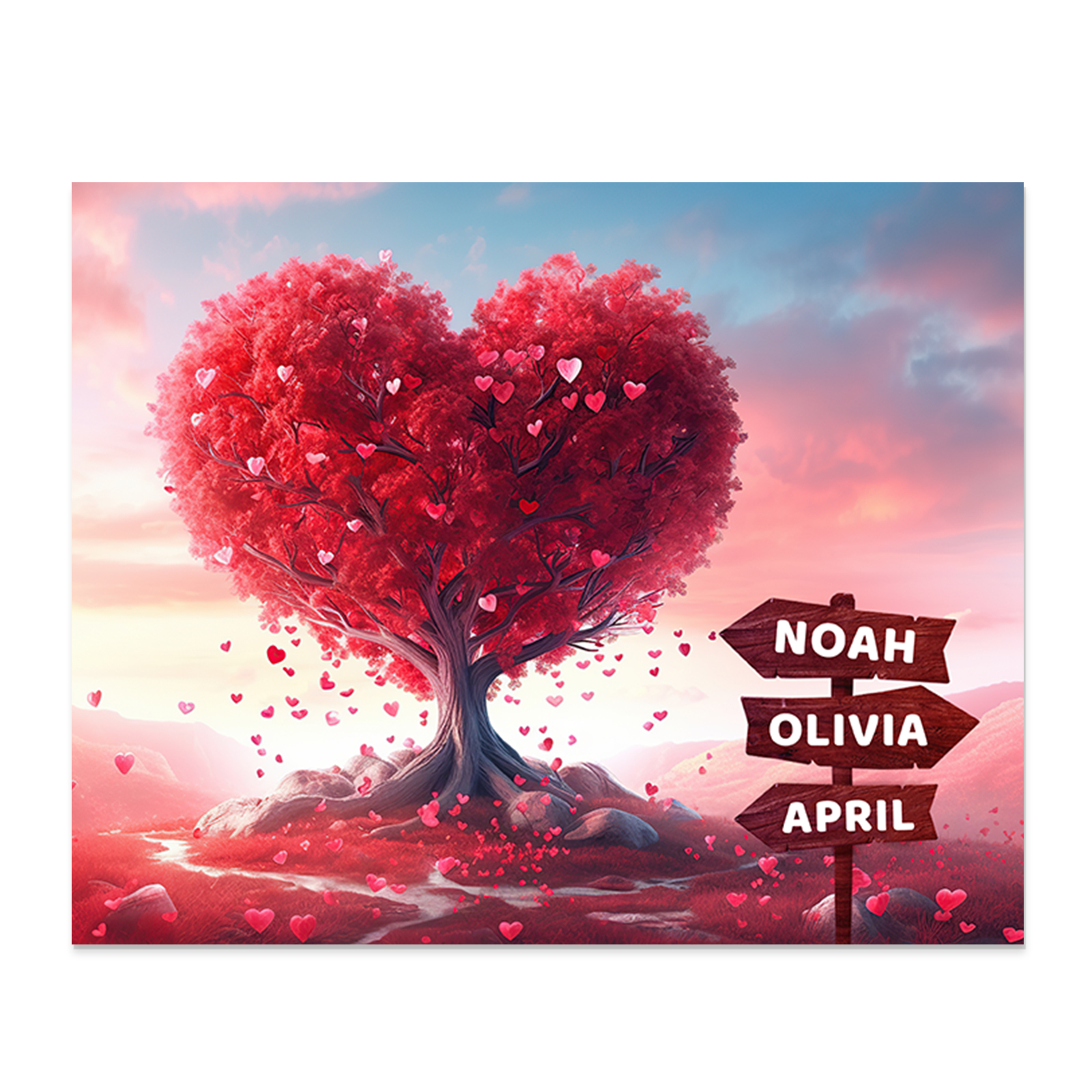 Décoration en bois Arbre en Coeur 3 Prénoms Cadre Personnalisé | Jessemade