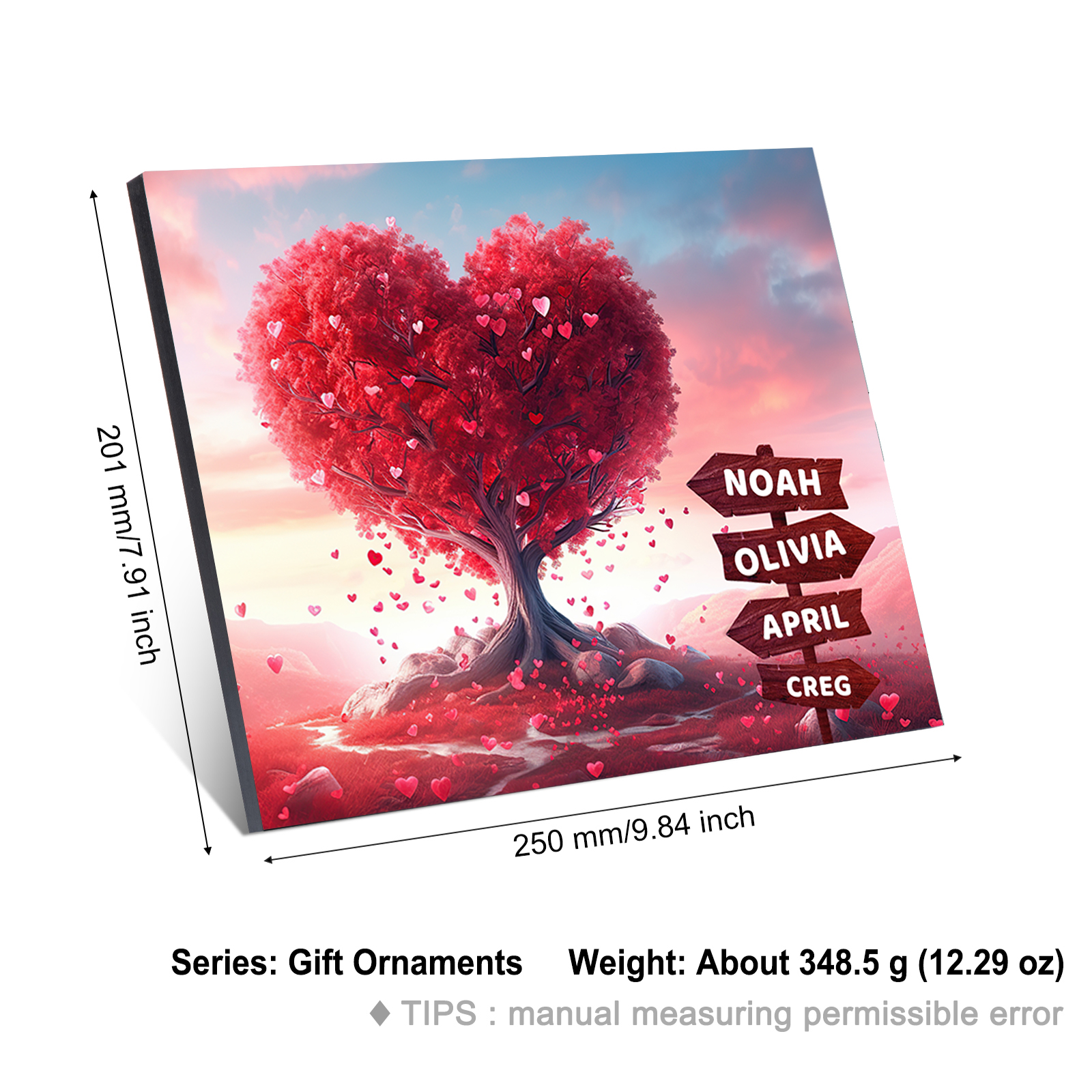 Décoration en bois Arbre en Coeur 4 Prénoms Cadre Personnalisé | Jessemade