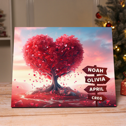 Décoration en bois Arbre en Coeur 4 Prénoms Cadre Personnalisé | Jessemade