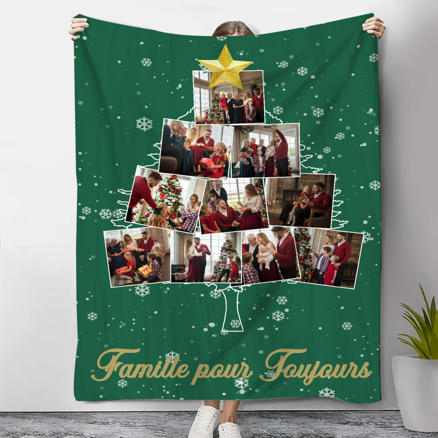 Couverture plaids polaire de Noël Sapin 10 photos Personnalisé avec te