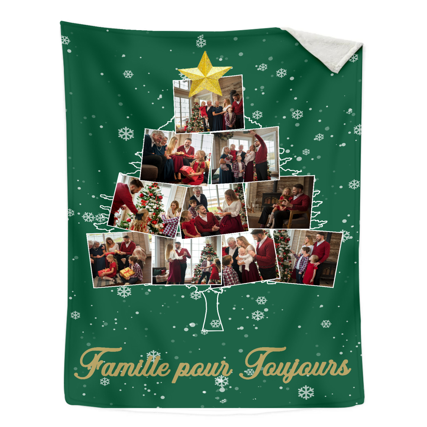 Couverture plaids polaire de Noël Sapin 10 photos Personnalisé avec texte Vert | Jessemade