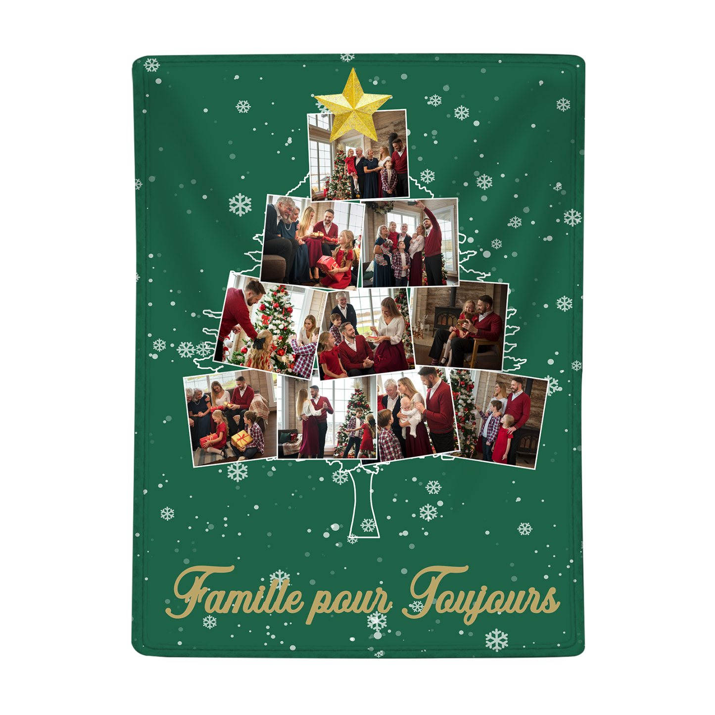 Couverture plaids polaire de Noël Sapin 10 photos Personnalisé avec texte Vert | Jessemade