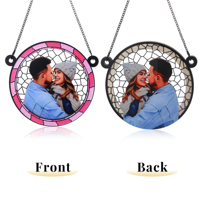 Ornements en Acrylique et Bois Photo Personnalisé Suspension Murale en Bleu/Rose Cadeau Saint Valentin pour Couple | Jessemade