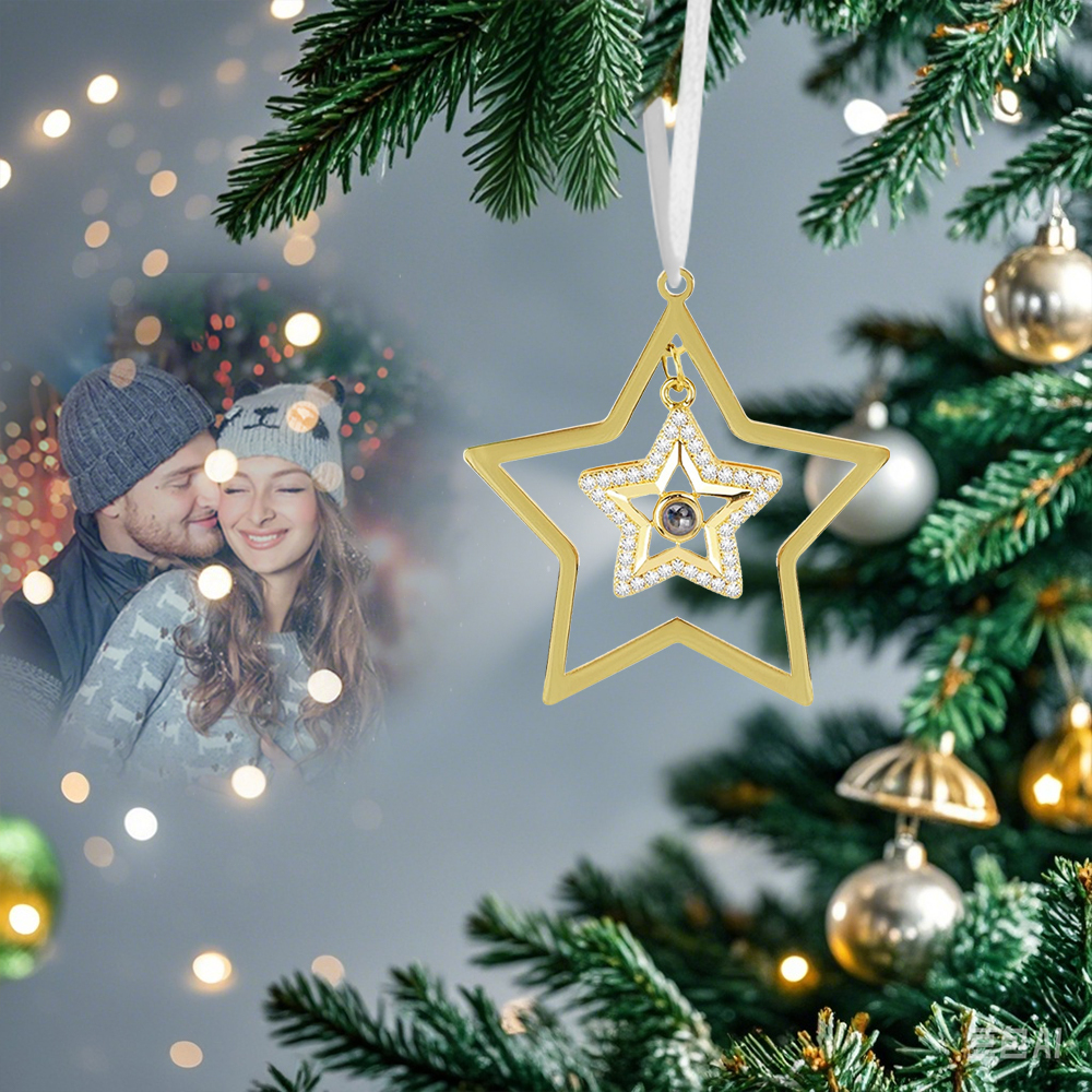 Décoration Pierre de Projection en Forme de l'étoile Personnalisée avec Photo Cadeau Noël | Jessemade