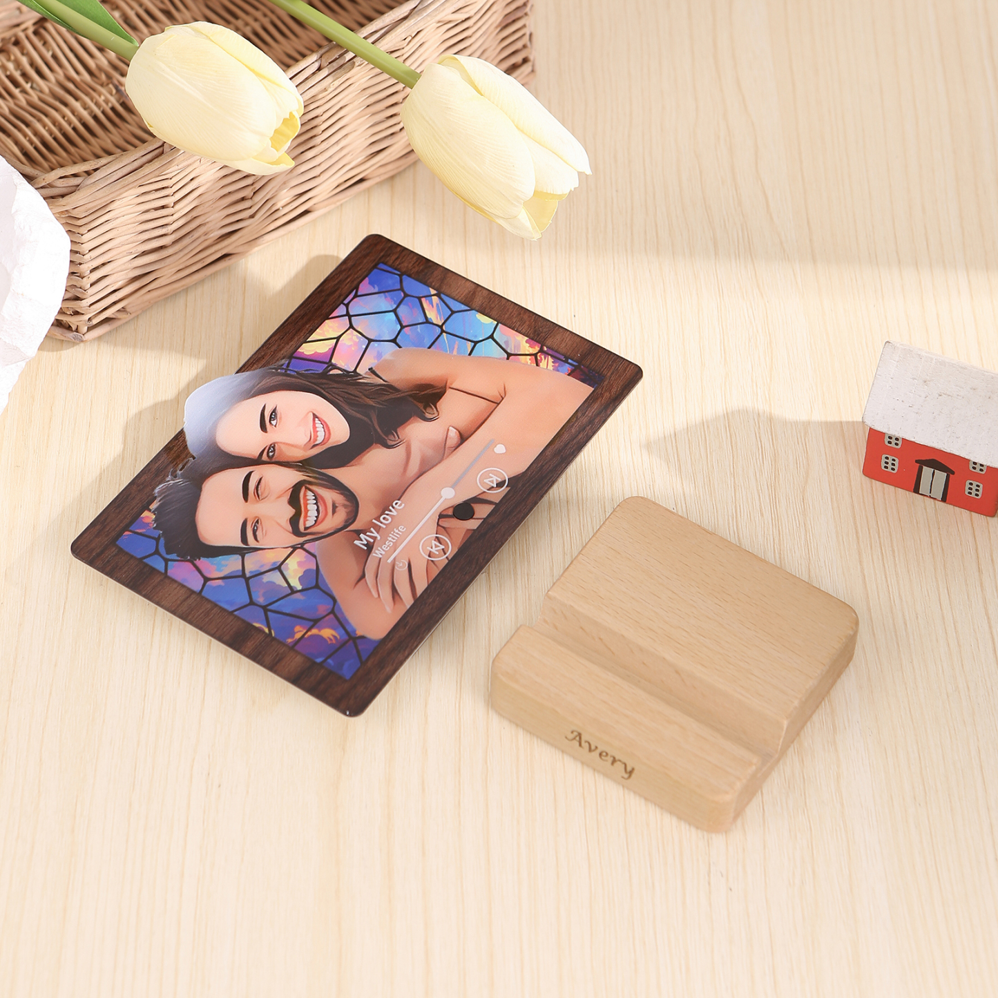 Socle en bois personnalisé avec 1 Prénom Socle pour aimant frigo | Jessemade