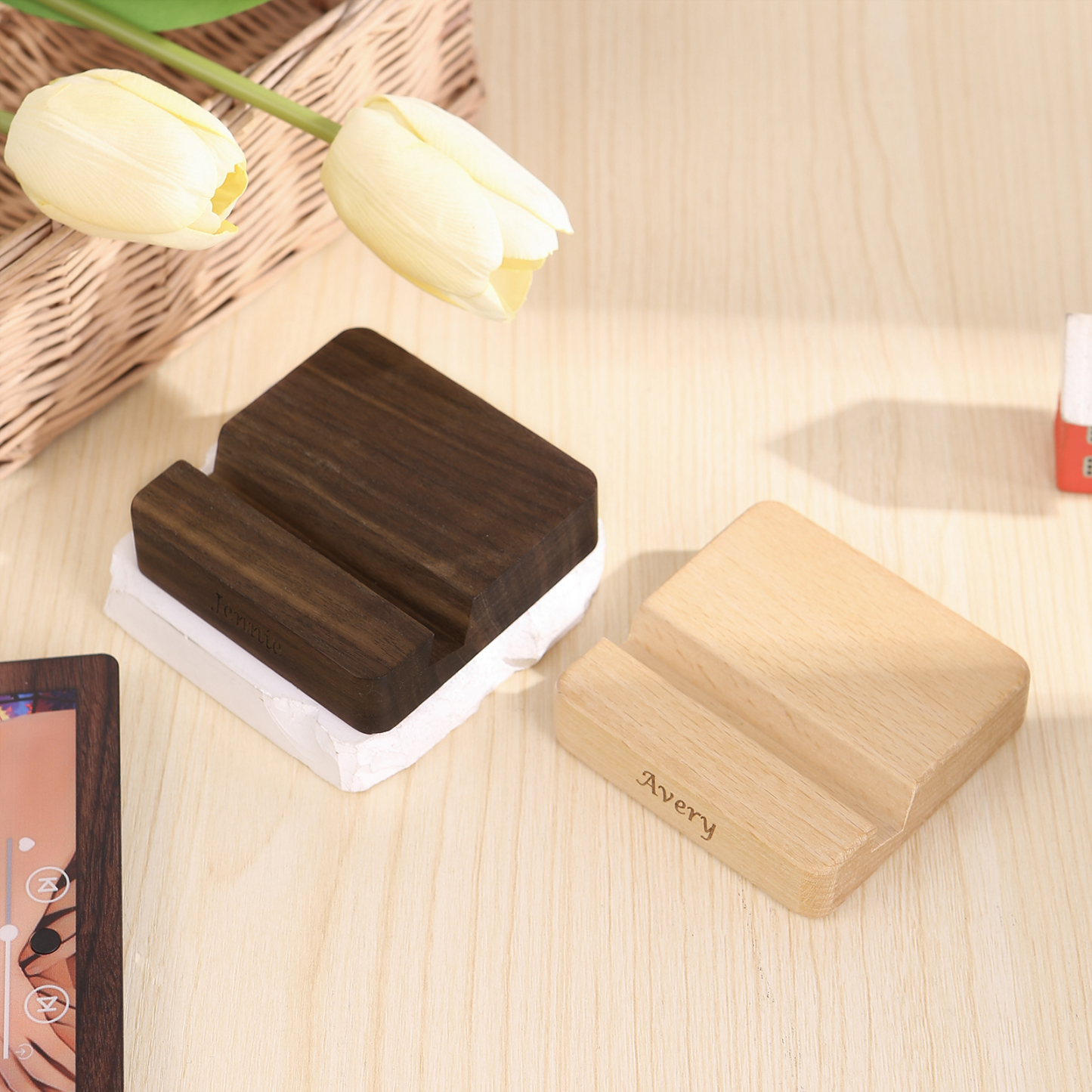 Socle en bois personnalisé avec 1 Prénom Socle pour aimant frigo | Jessemade