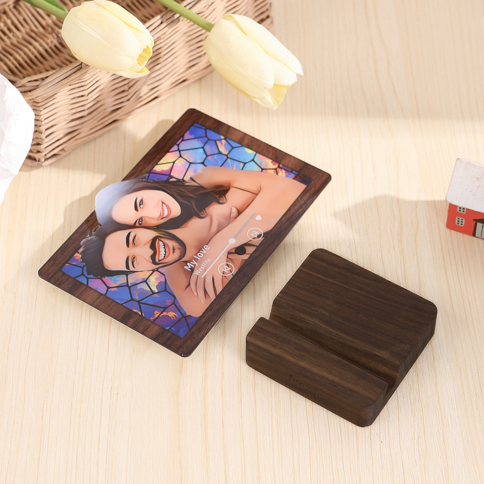 Socle en bois personnalisé avec 1 Prénom Socle pour aimant frigo | Jessemade