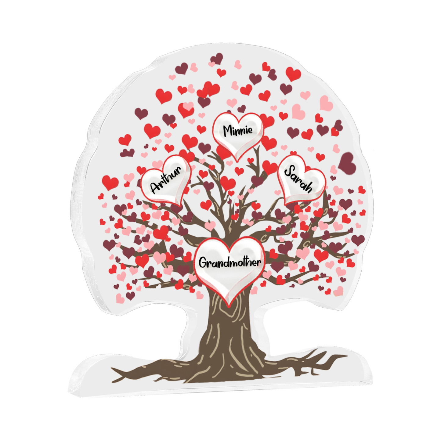 Plaque Acrylique en Forme d'Arbre de Vie 3-7 Prénoms et Coeurs Personnalisés pour Famille | Jessemade