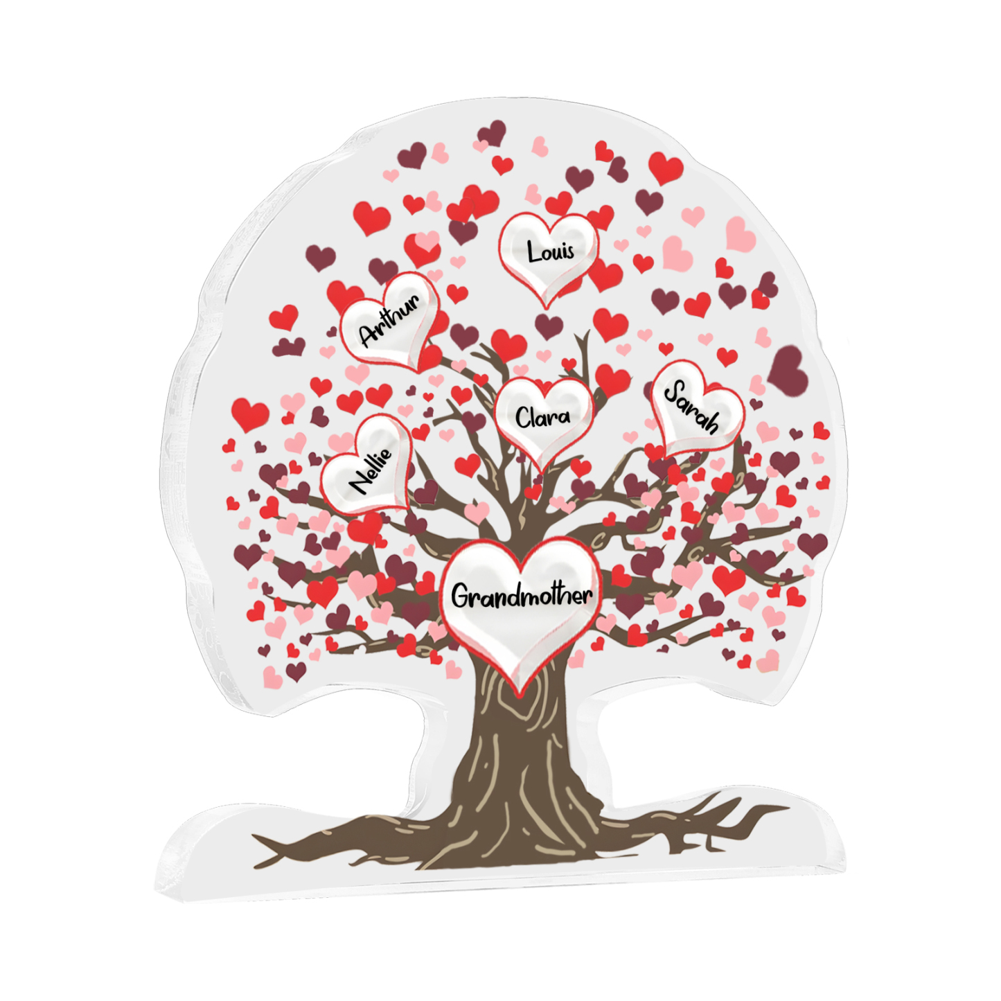 Plaque Acrylique en Forme d'Arbre de Vie 3-7 Prénoms et Coeurs Personnalisés pour Famille | Jessemade