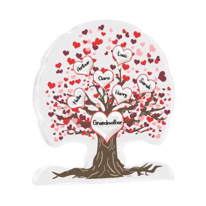 Plaque Acrylique en Forme d'Arbre de Vie 3-7 Prénoms et Coeurs Personnalisés pour Famille | Jessemade