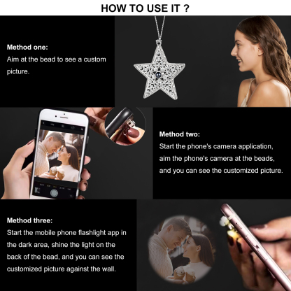 Pendentif en Forme d'étoile Projection de Pierre avec 1 Photo Personnalisée Collier Personnalisé | Jessemade