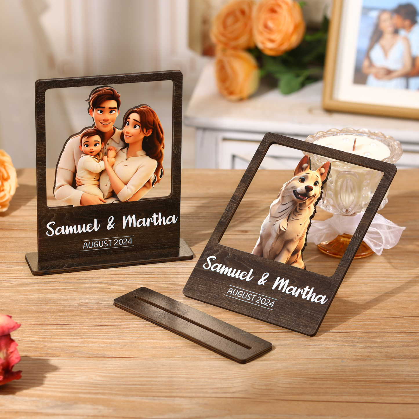 Cadre Photo 3D Personnalisé en Bois avec Texte Date et Photo Déco de Maison pour Famille | Jessemade