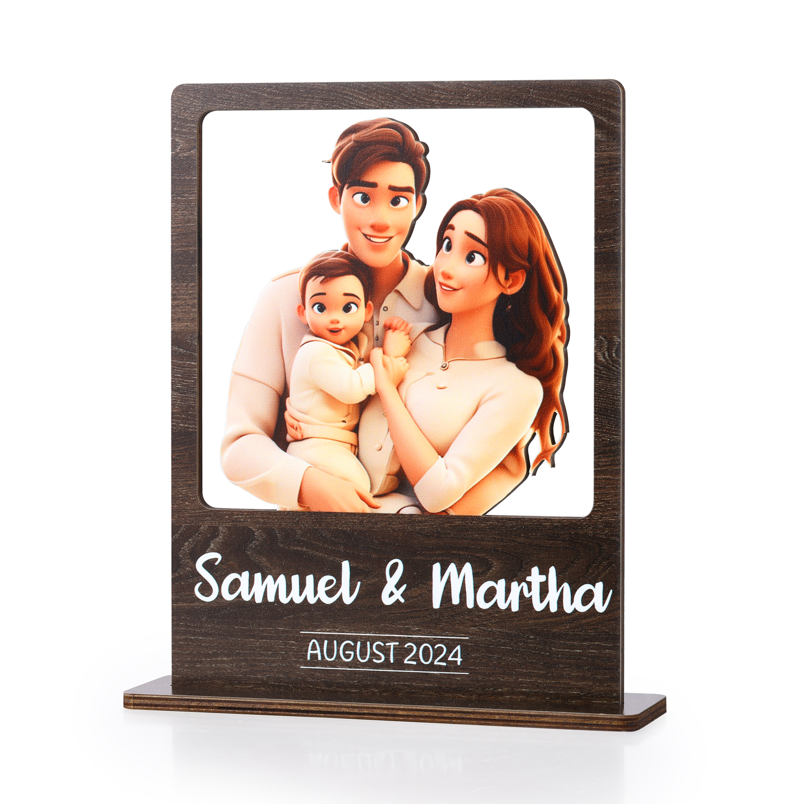 Cadre Photo 3D Personnalisé en Bois avec Texte Date et Photo Déco de Maison pour Famille | Jessemade