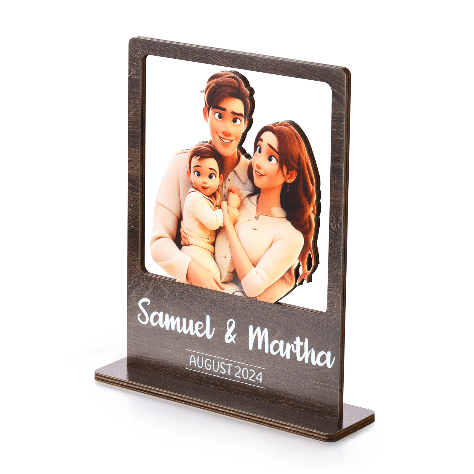 Cadre Photo 3D Personnalisé en Bois avec Texte Date et Photo Déco de Maison pour Famille | Jessemade