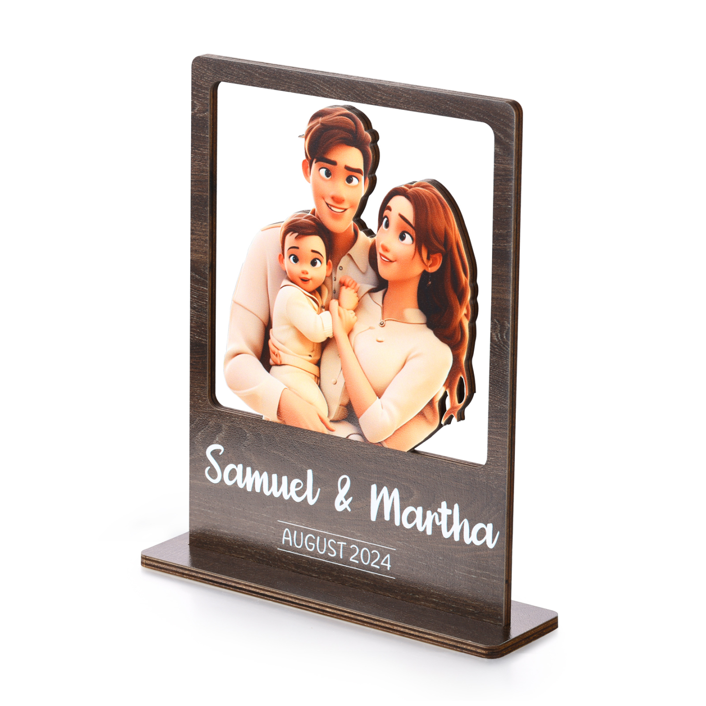 Cadre Photo 3D Personnalisé en Bois avec Texte Date et Photo Déco de Maison pour Famille | Jessemade