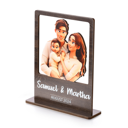 Cadre Photo 3D Personnalisé en Bois avec Texte Date et Photo Déco de Maison pour Famille | Jessemade