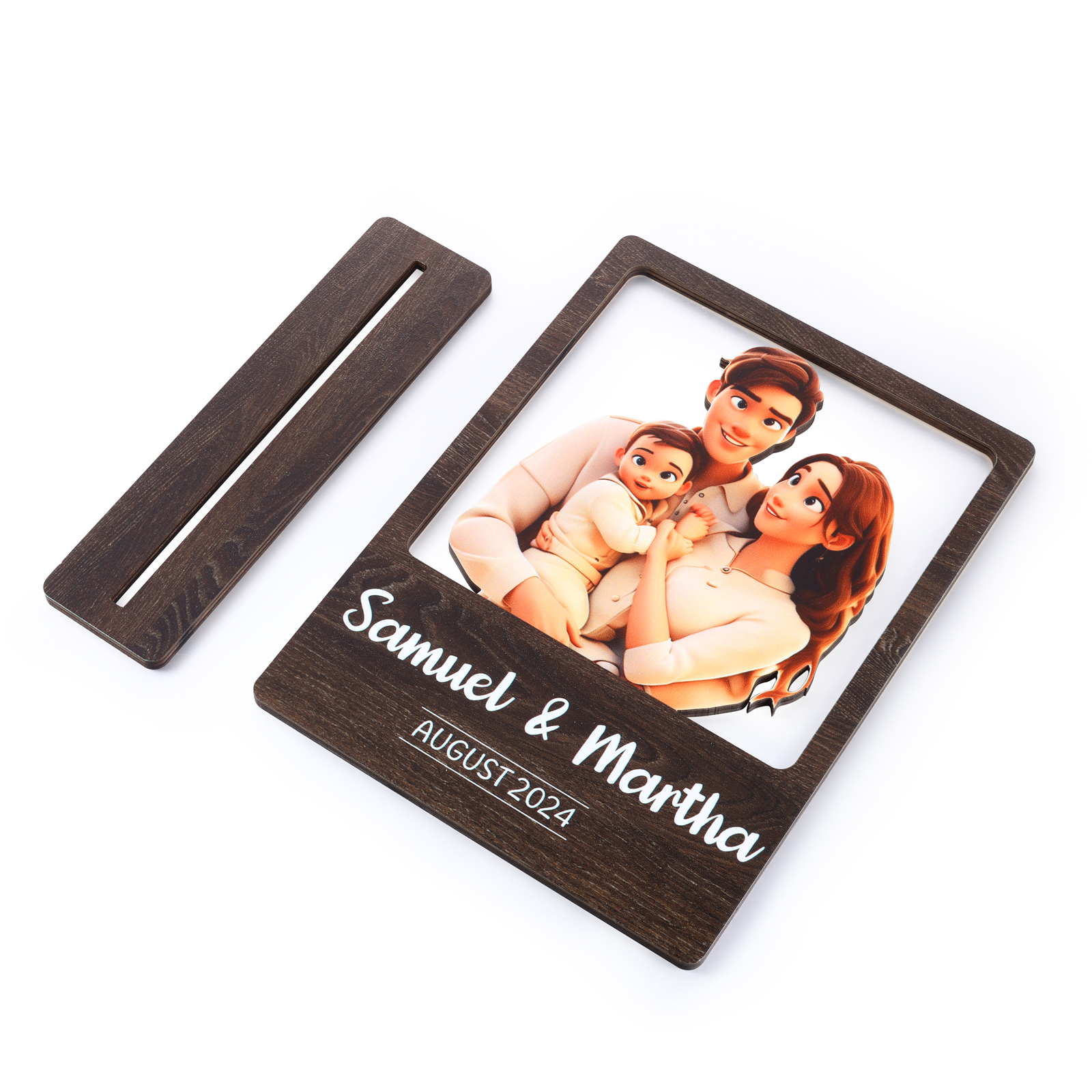 Cadre Photo 3D Personnalisé en Bois avec Texte Date et Photo Déco de Maison pour Famille | Jessemade
