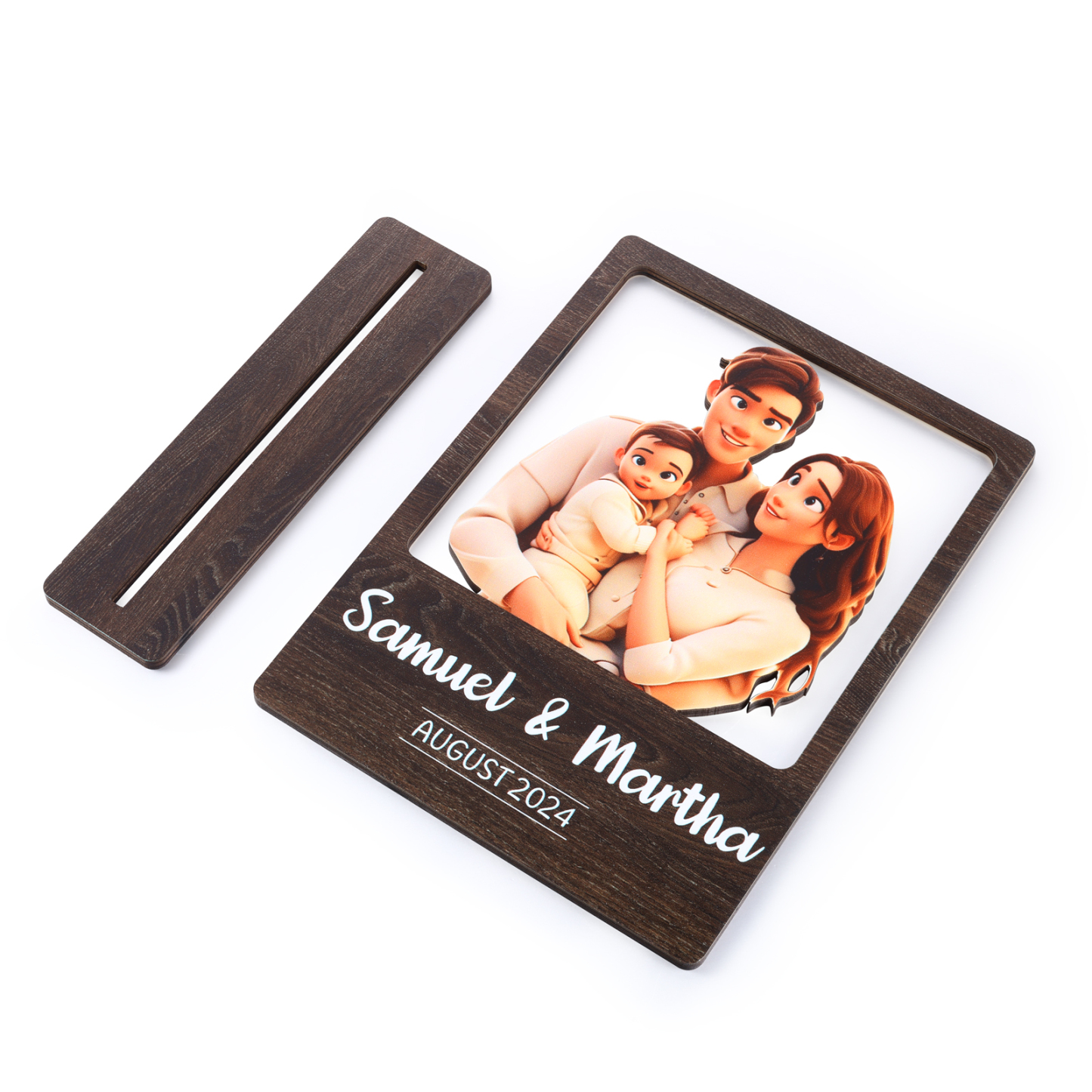 Cadre Photo 3D Personnalisé en Bois avec Texte Date et Photo Déco de Maison pour Famille | Jessemade