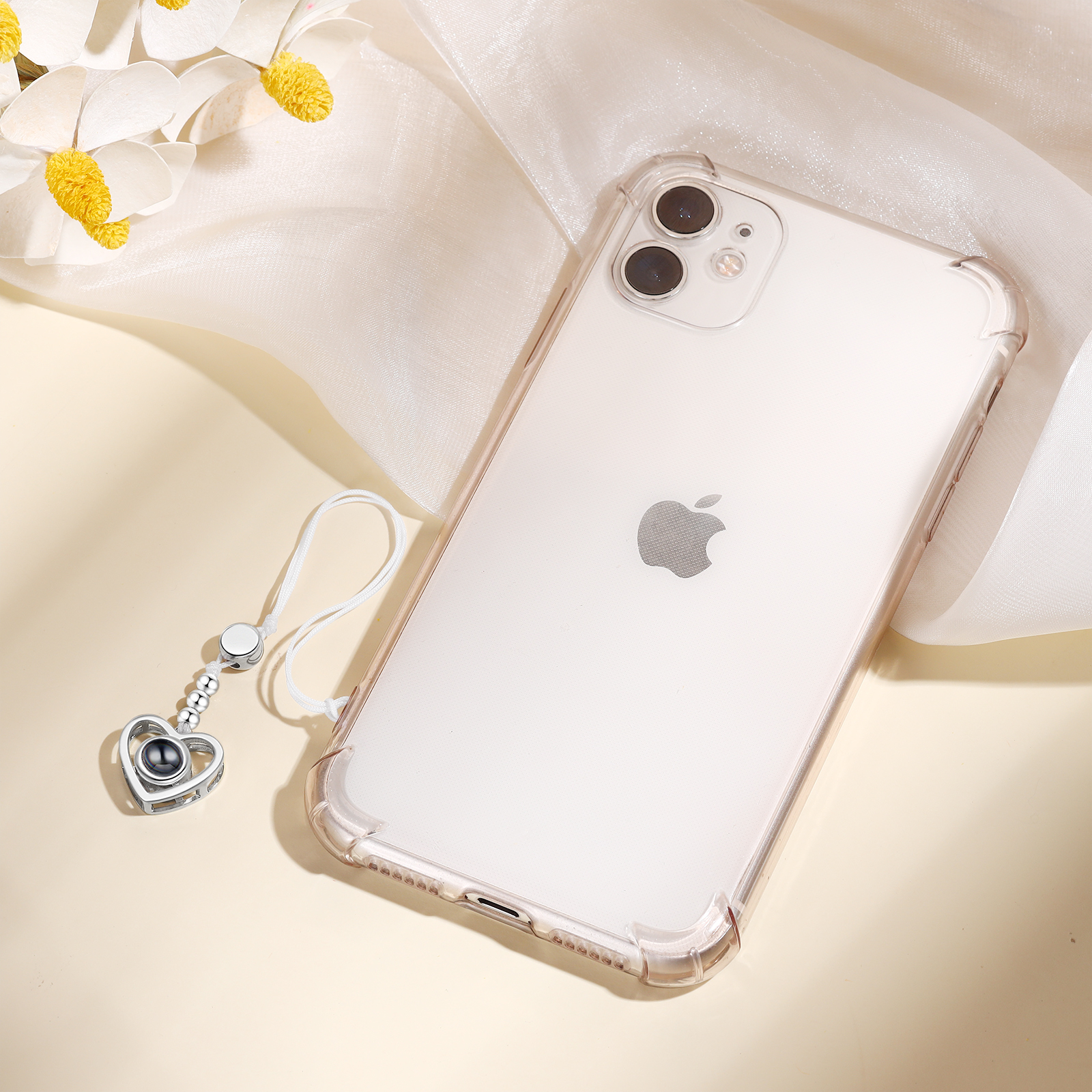Cordon Téléphone Portable Personnalisé avec Design Coeur et Pierre de Projection Cordon Personnalisable pour Telephone|Jessemade
