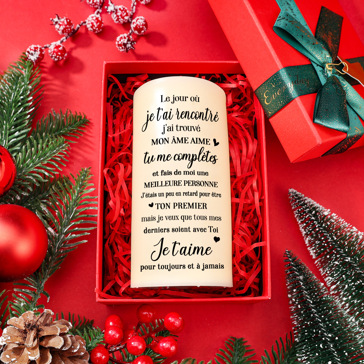 Bougie Électronique Personnalisée avec Photo et 2 Prénoms Bougie LED Cadeau Coffret pour Couple | Jessemade