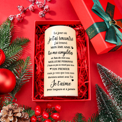 Bougie Électronique Personnalisée avec Photo et 2 Prénoms Bougie LED Cadeau Coffret pour Couple | Jessemade
