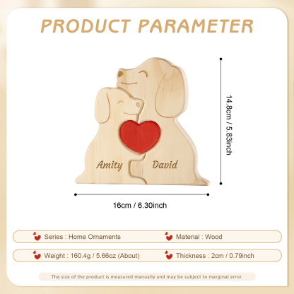 Plaque en bois Personnalisé avec 2 Prénoms et 2 Chiens Cadeau Décoration pour Famille | Jessemade