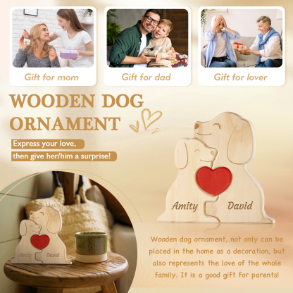 Plaque en bois Personnalisé avec 2 Prénoms et 2 Chiens Cadeau Décoration pour Famille | Jessemade