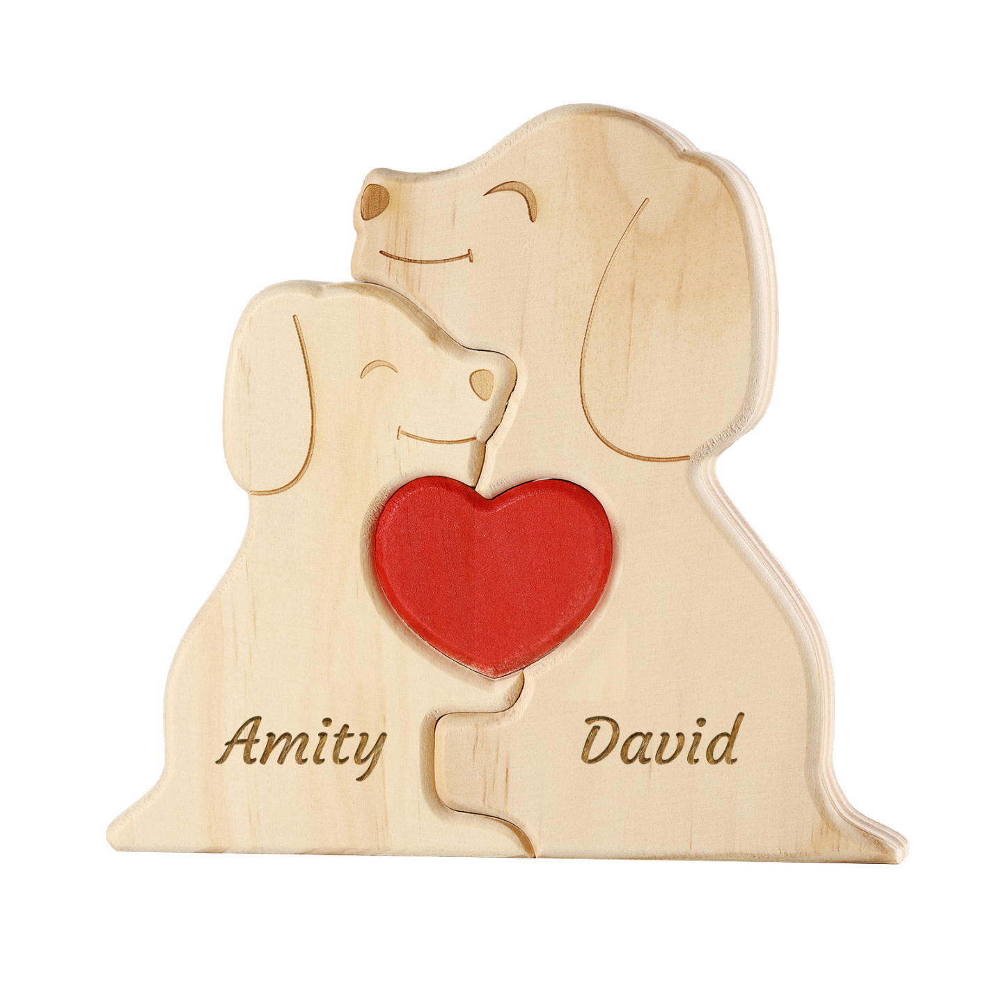 Plaque en bois Personnalisé avec 2 Prénoms et 2 Chiens Cadeau Décoration pour Famille | Jessemade