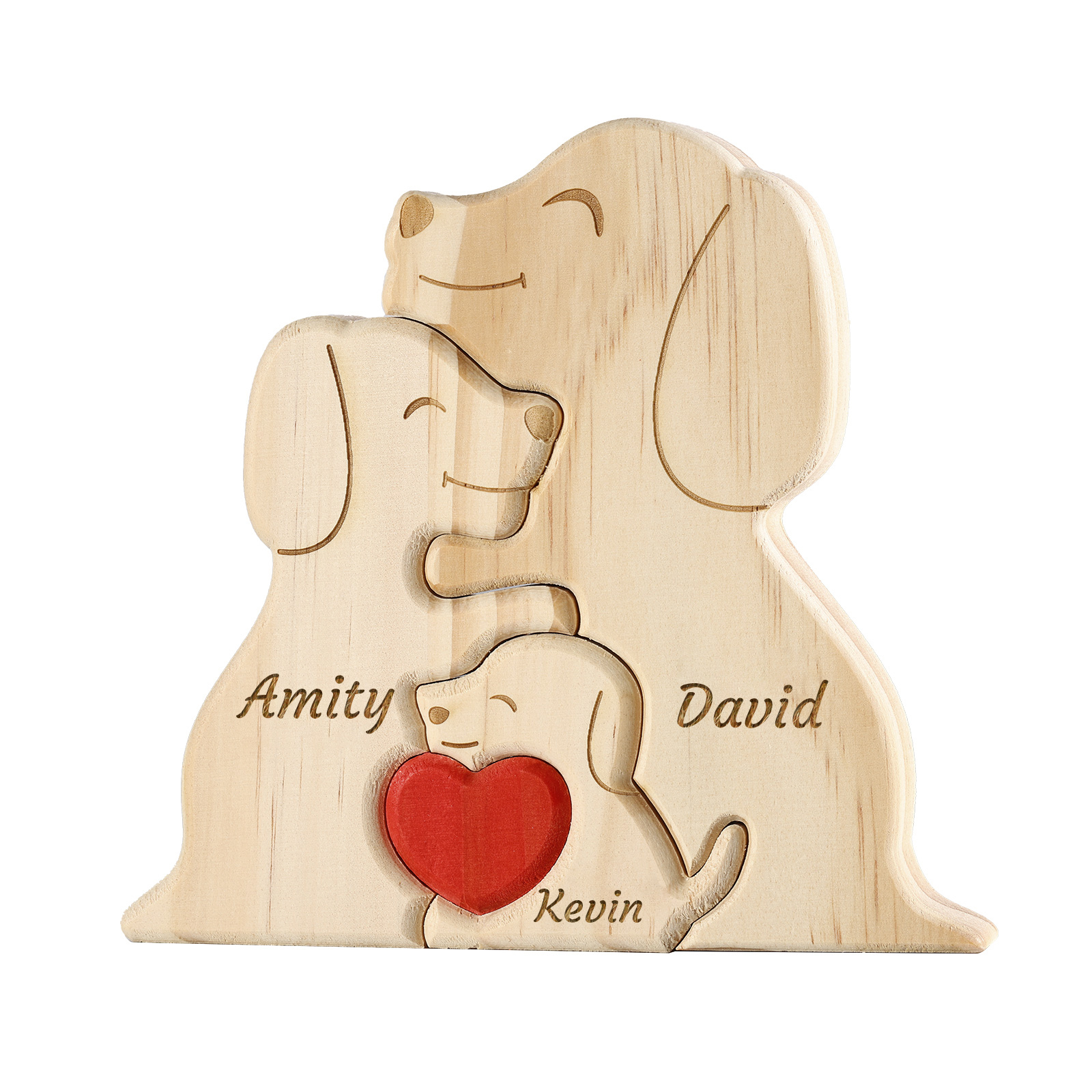 Plaque en bois Personnalisé avec 3 Prénoms et 3 Chiens Cadeau Décoration pour Famille | Jessemade