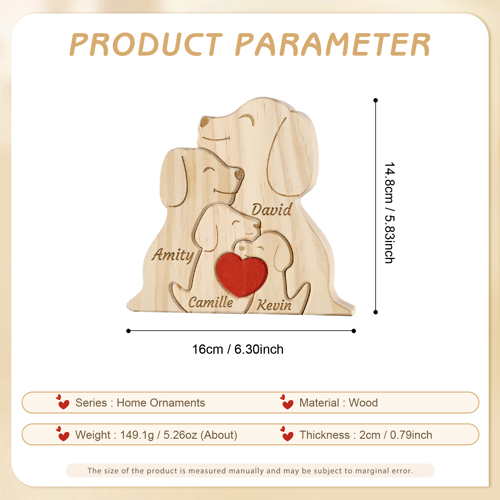 Plaque en bois Personnalisé avec 4 Prénoms et 4 Chiens Cadeau Décoration pour Famille | Jessemade