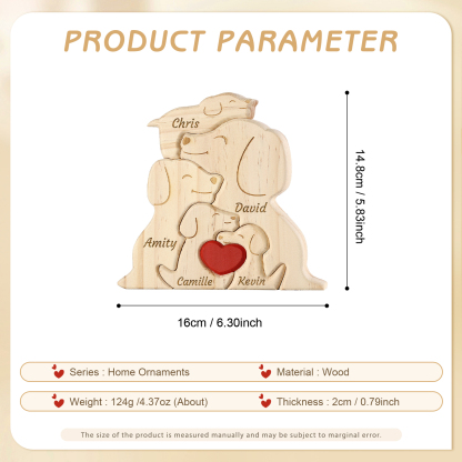 Plaque en bois Personnalisé avec 5 Prénoms et 5 Chiens Cadeau Décoration pour Famille | Jessemade