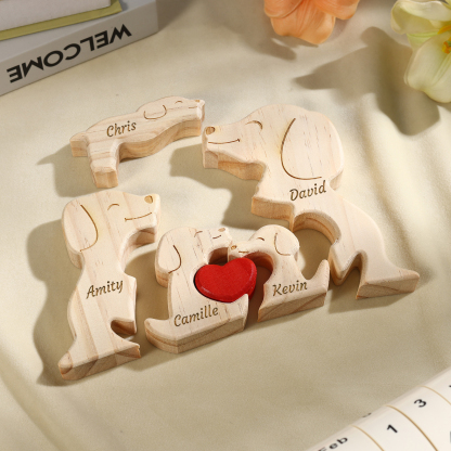 Plaque en bois Personnalisé avec 5 Prénoms et 5 Chiens Cadeau Décoration pour Famille | Jessemade