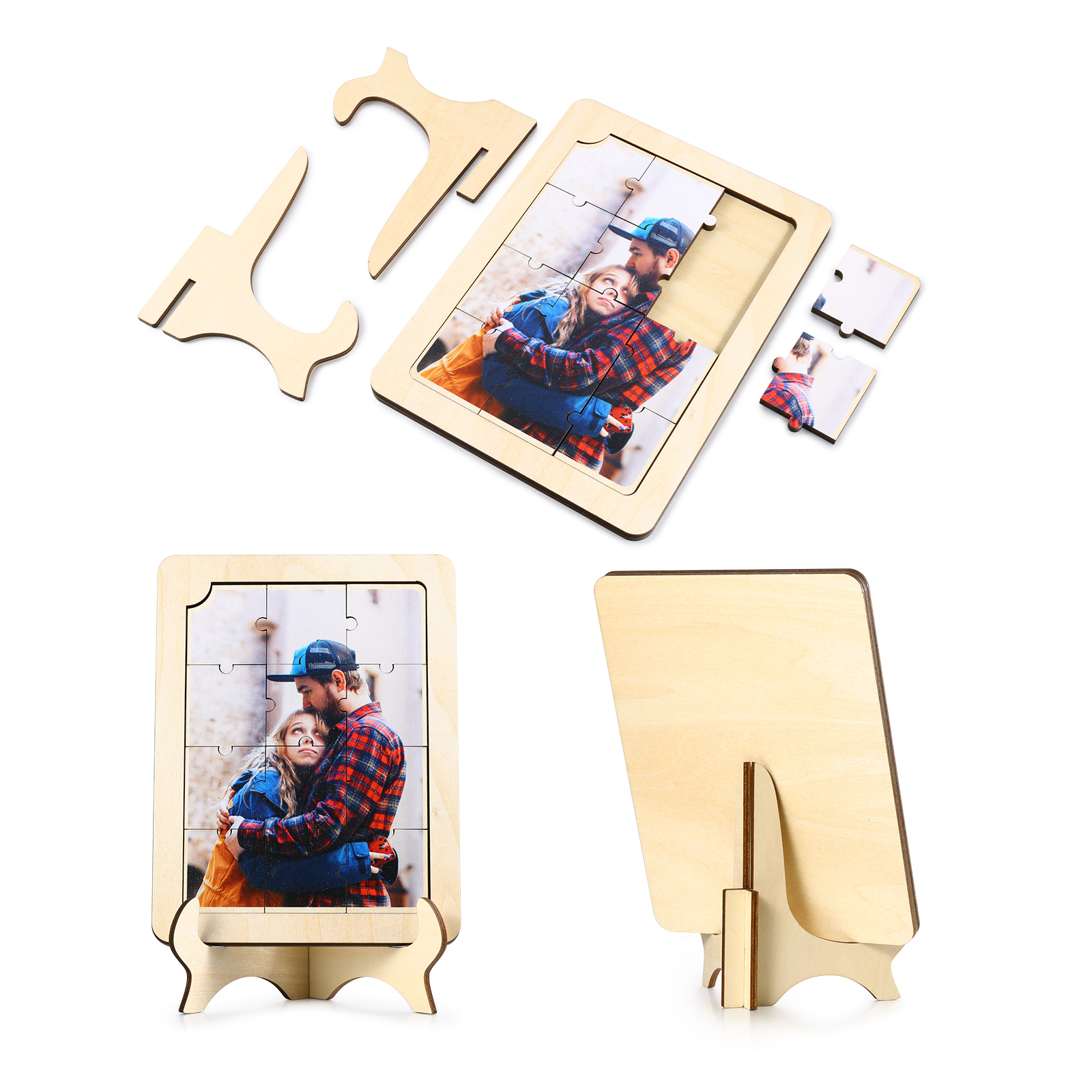 Décoration en Bois Pièce de Puzzle Photo Personnalisée Cadeau pour Couple | Jessemade