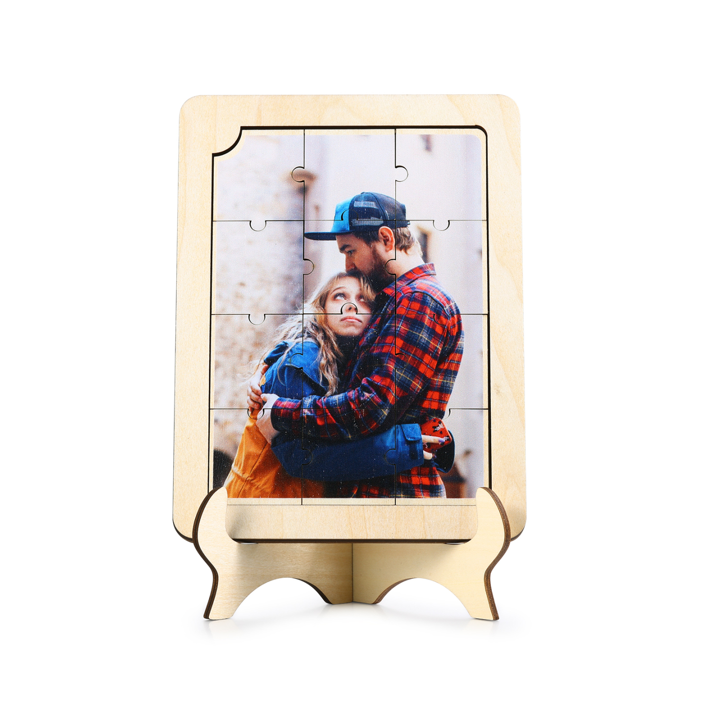Décoration en Bois Pièce de Puzzle Photo Personnalisée Cadeau pour Couple | Jessemade