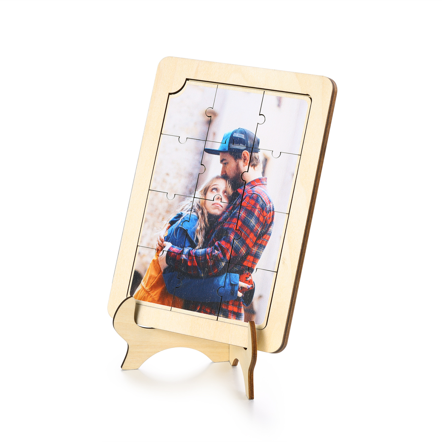 Décoration en Bois Pièce de Puzzle Photo Personnalisée Cadeau pour Couple | Jessemade