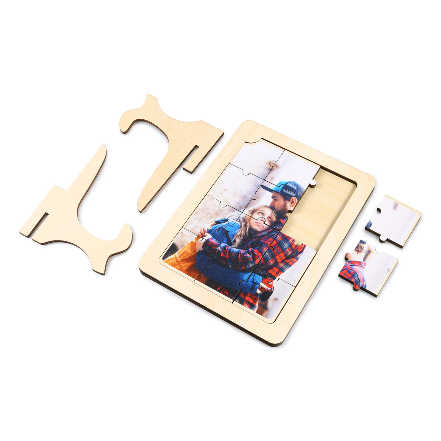 Décoration en Bois Pièce de Puzzle Photo Personnalisée Cadeau pour Couple | Jessemade