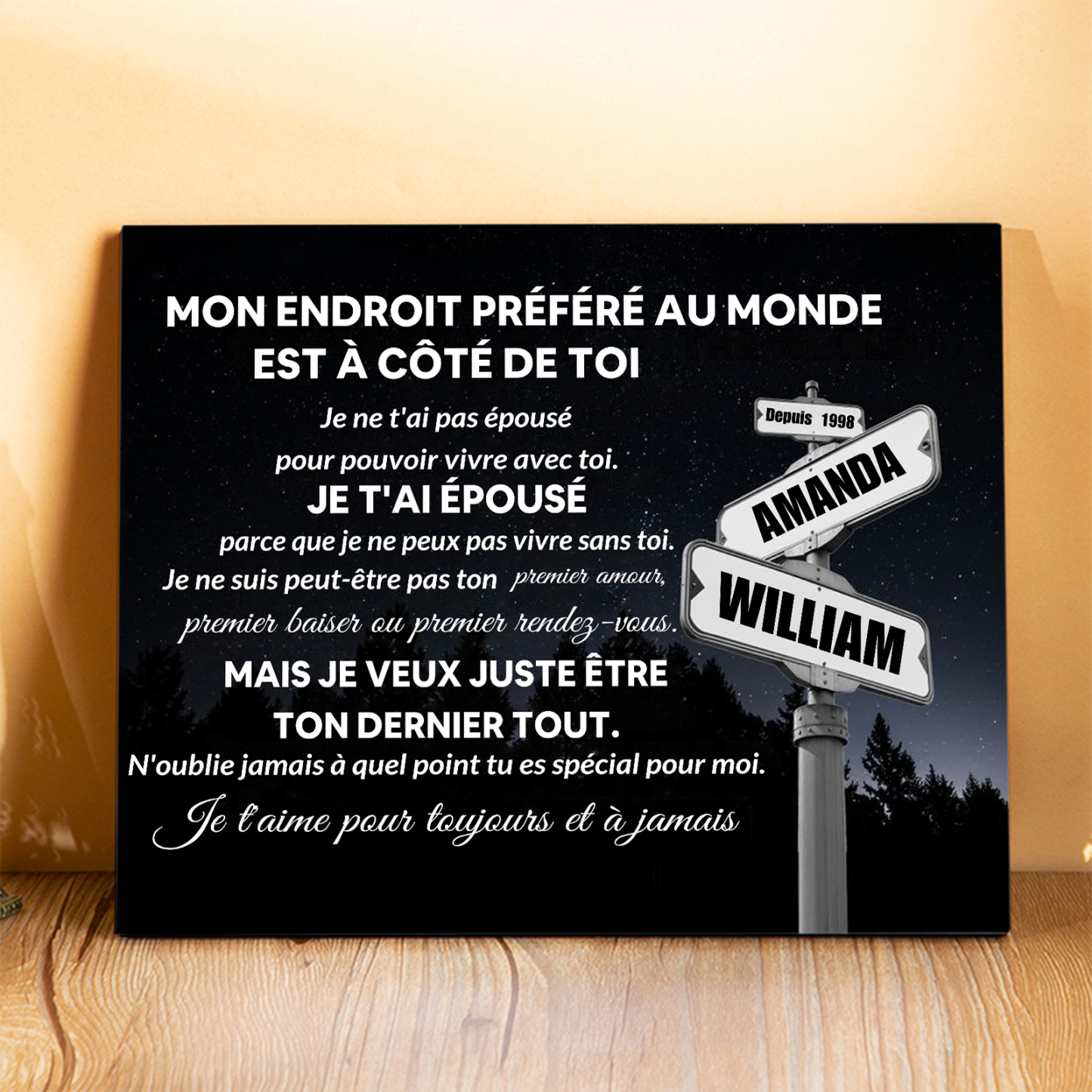 Cadre en Bois Personnalisé avec Prénoms et Année – Cadeau Unique et Intemporel | Jessemade